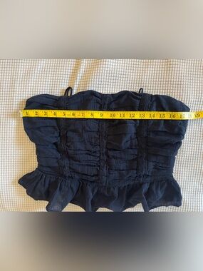 Free people Black Ruffled Strapless Crop Top L